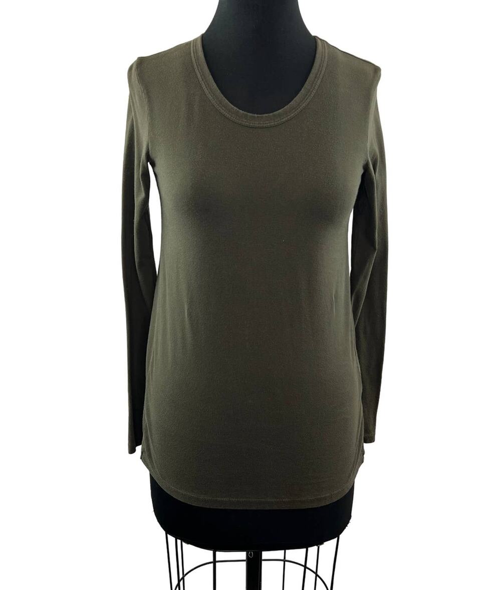 STANDARD JAMES PERSE Olive Green Round Neck Long Sleeve Pullover Top Size 0